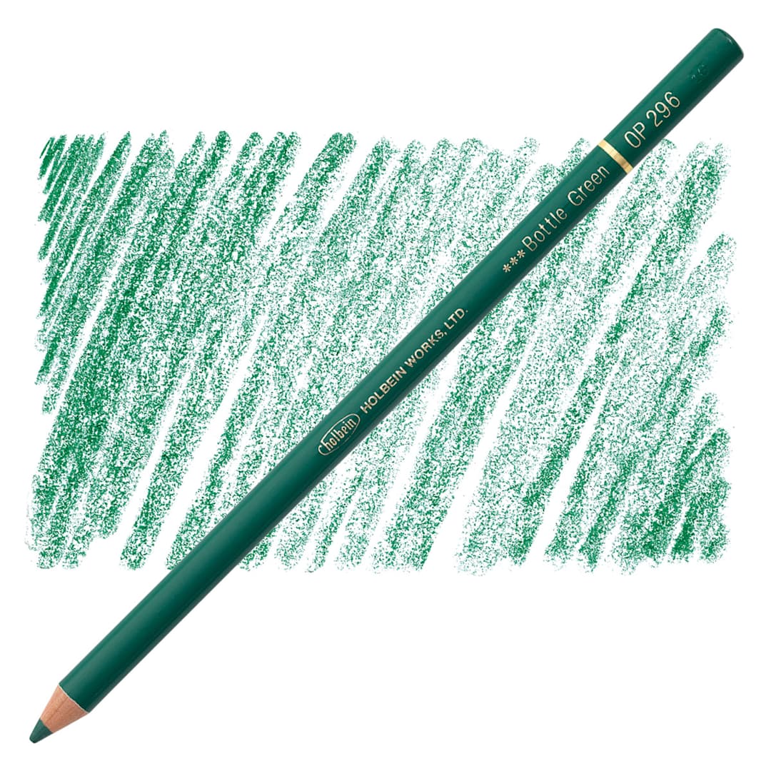 Open in modal - Holbein Artists' Colored Pencil - Bottle Green, OP296 pencil and swatch