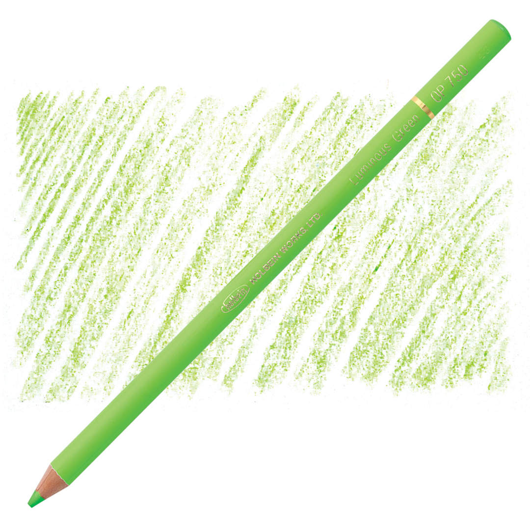 Open in modal - Holbein Artists' Colored Pencil - Luminous Green, OP750 pencil and swatch