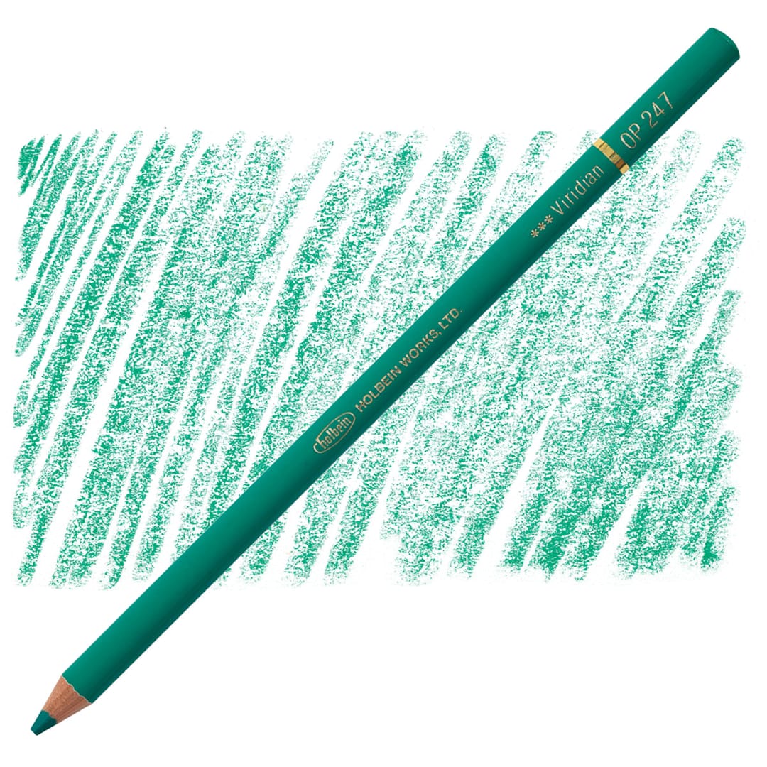 Open in modal - Holbein Artists' Colored Pencil - Viridian, OP247 pencil and swatch