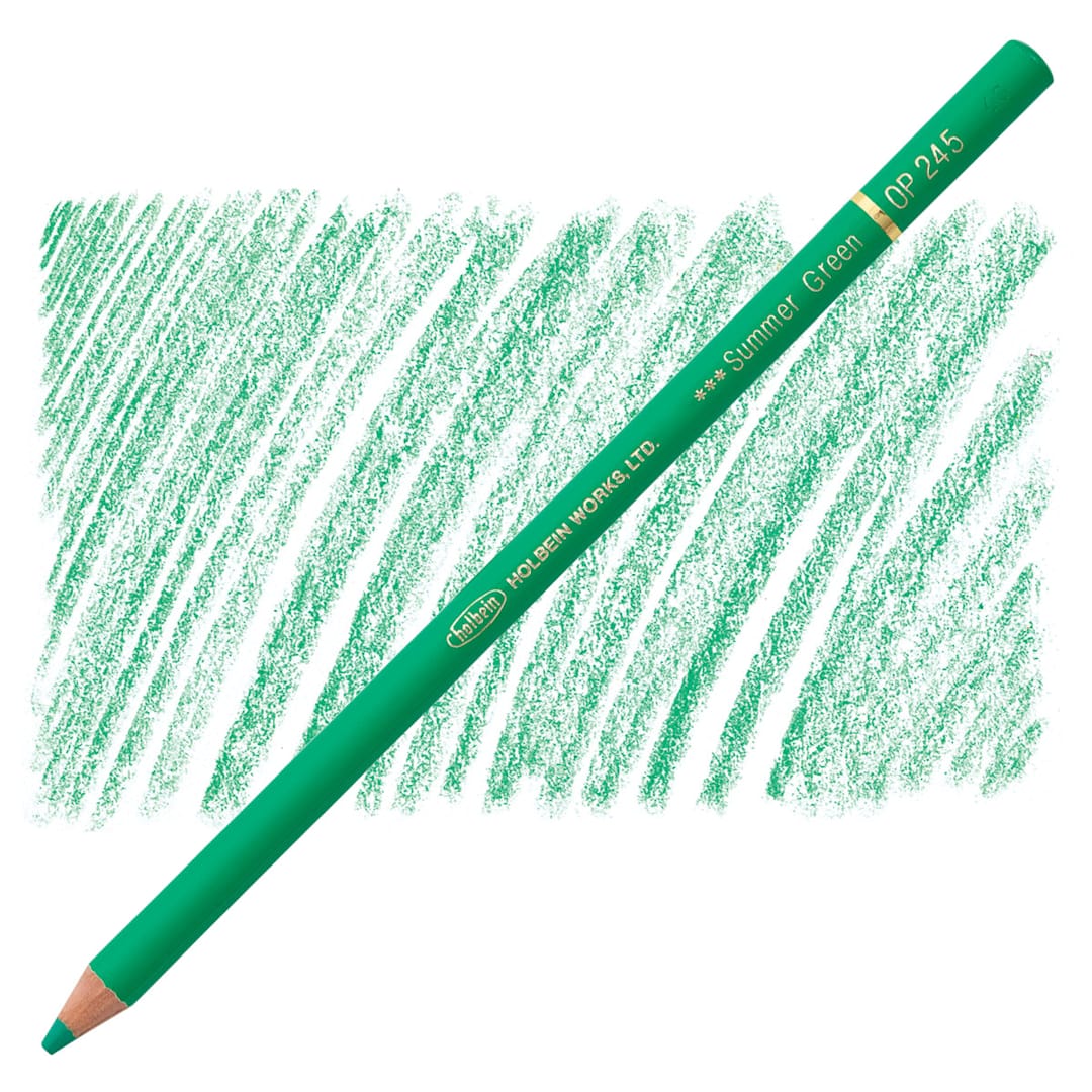 Open in modal - Holbein Artists' Colored Pencil - Summer Green, OP245 pencil and swatch