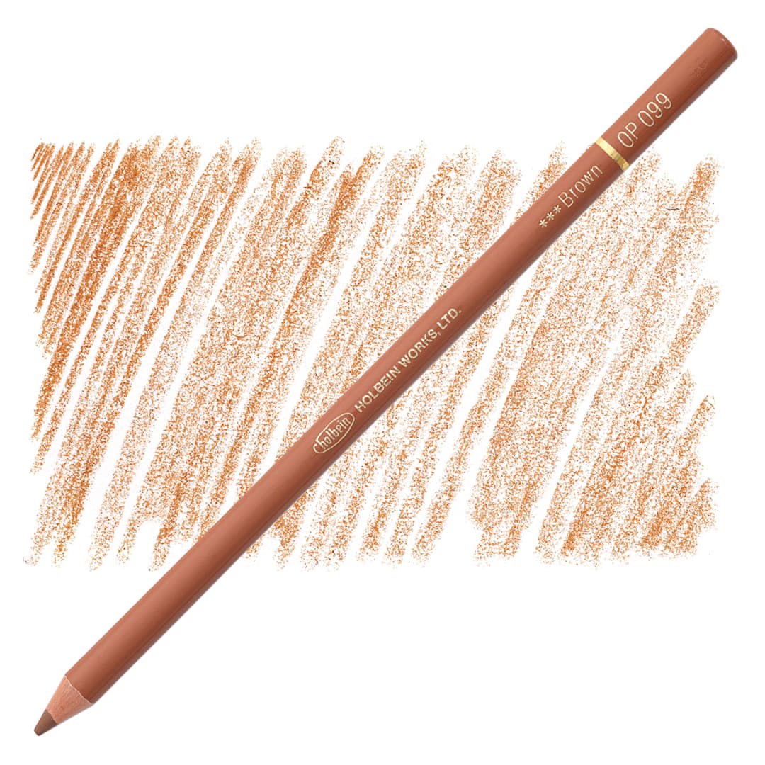 Open in modal - Holbein Artists' Colored Pencil - Brown, OP099 pencil and swatch