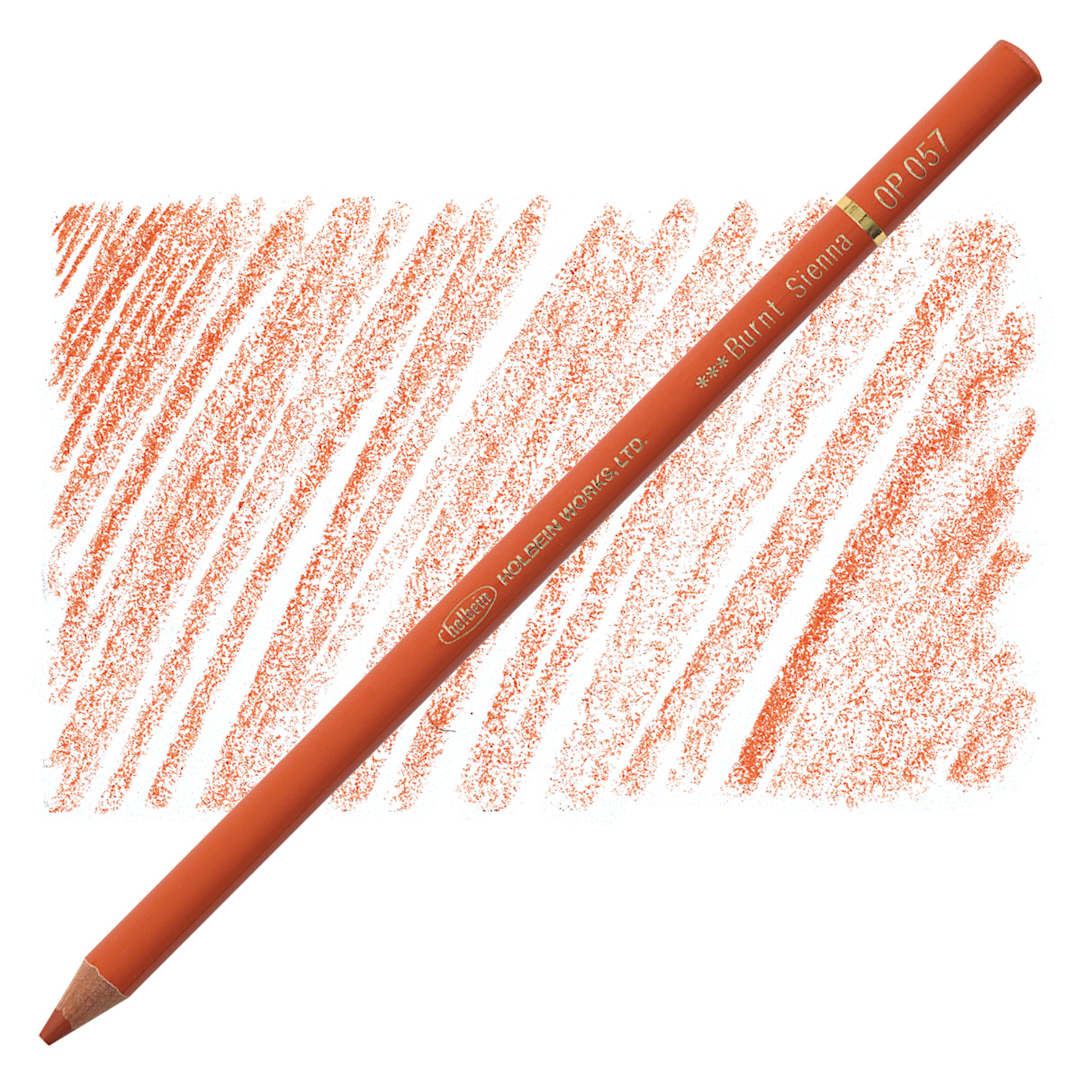 Open in modal - Holbein Artists' Colored Pencil - Burnt Sienna, OP057 pencil and swatch