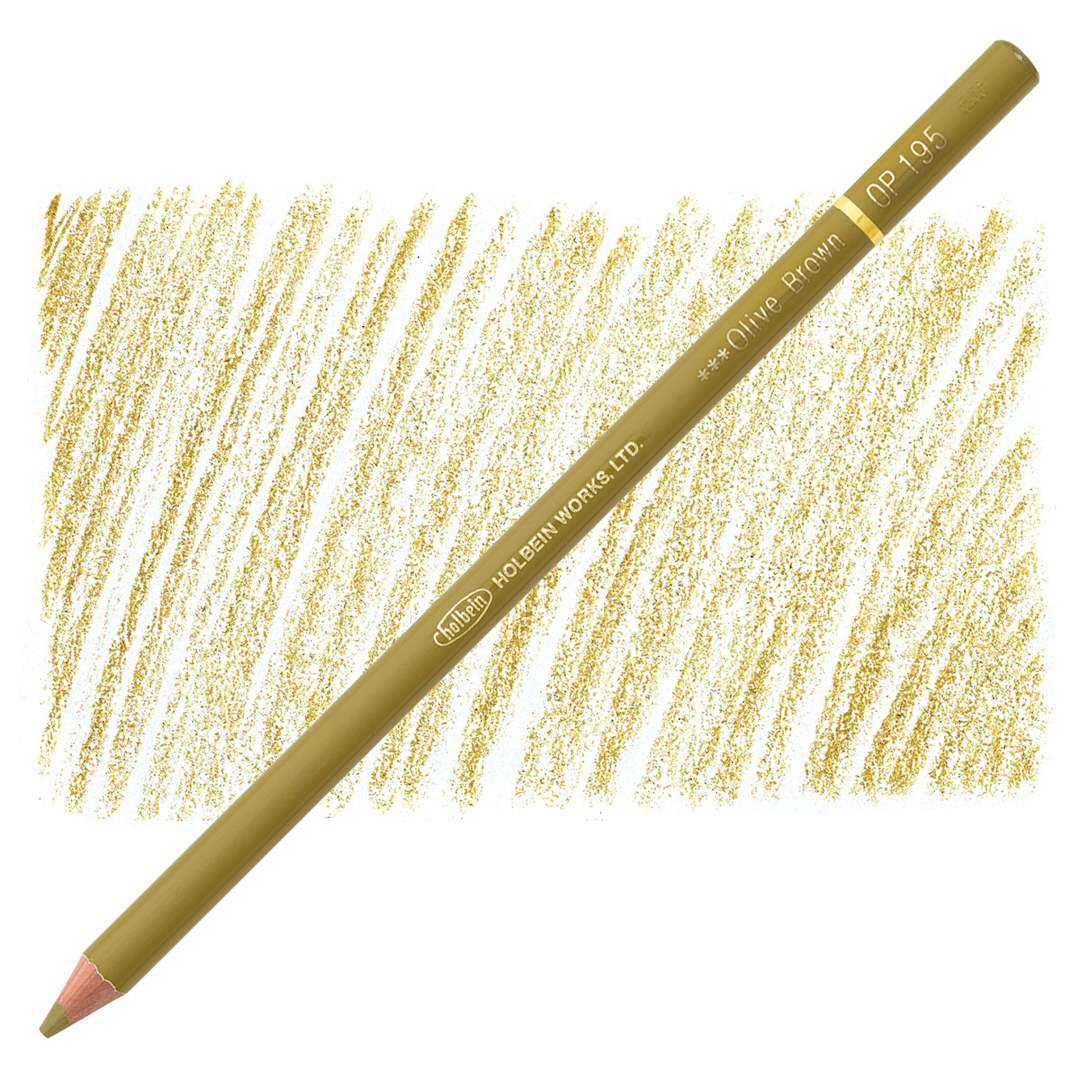 Open in modal - Holbein Artists' Colored Pencil - Olive Brown, OP195 pencil and swatch
