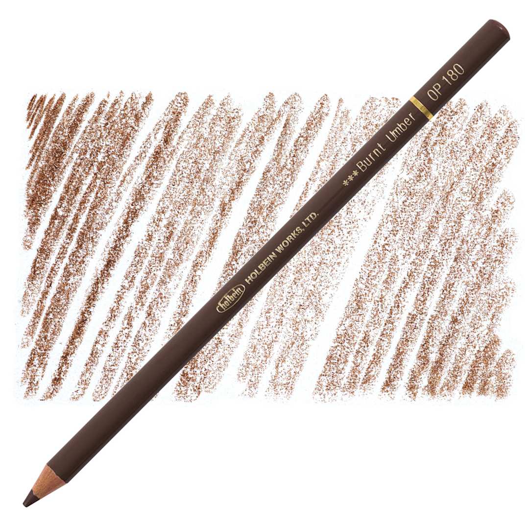 Open in modal - Holbein Artists' Colored Pencil - Burnt Umber, OP180 pencil and swatch