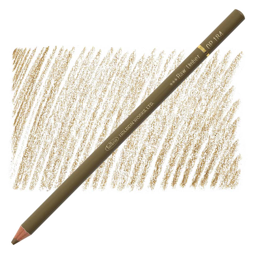 Open in modal - Holbein Artists' Colored Pencil - Raw Umber, OP184 pencil and swatch