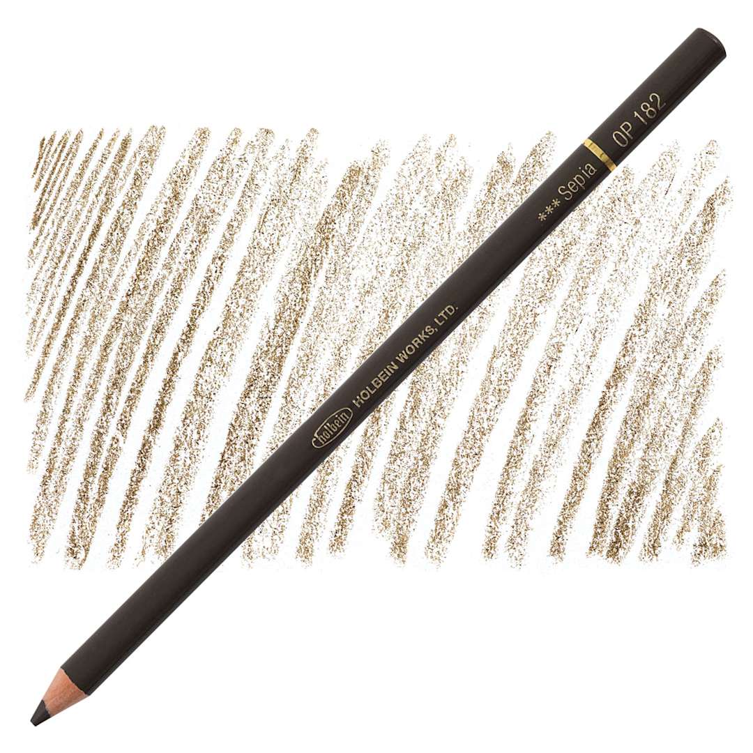 Open in modal - Holbein Artists' Colored Pencil - Sepia, OP182 pencil and swatch