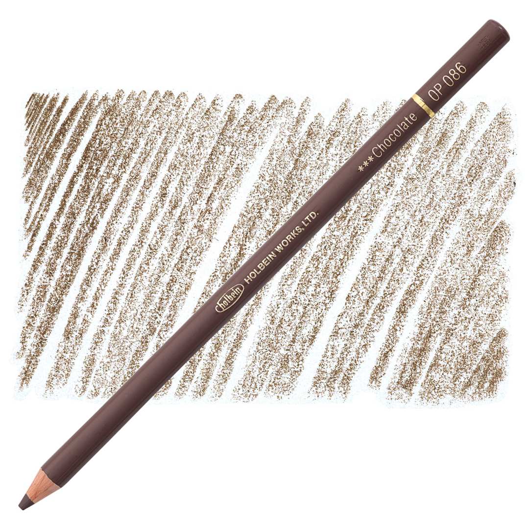 Open in modal - Holbein Artists' Colored Pencil - Chocolate, OP086 pencil and swatch