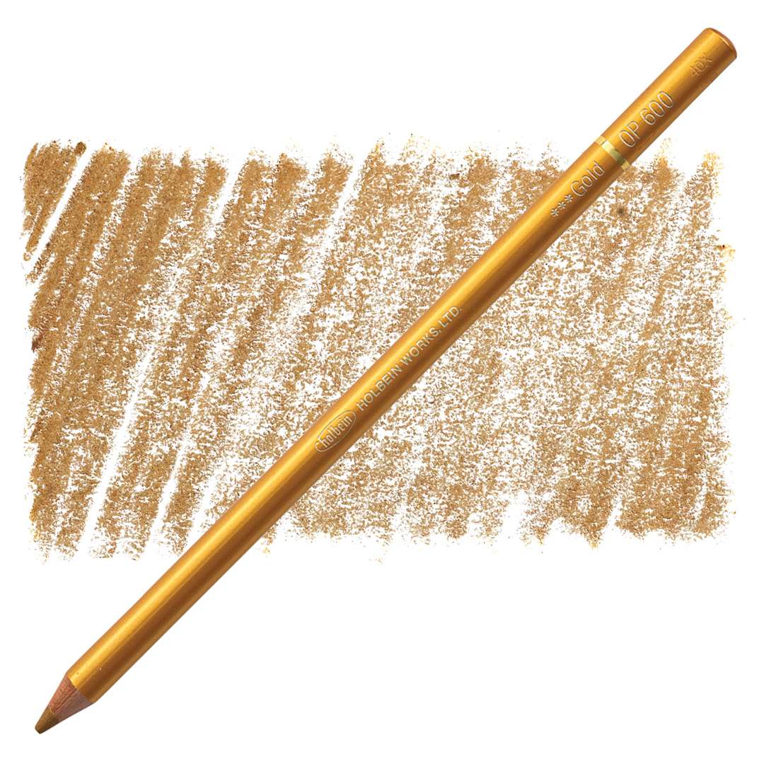 Open in modal - Holbein Artists' Colored Pencil - Gold, OP600 pencil and swatch