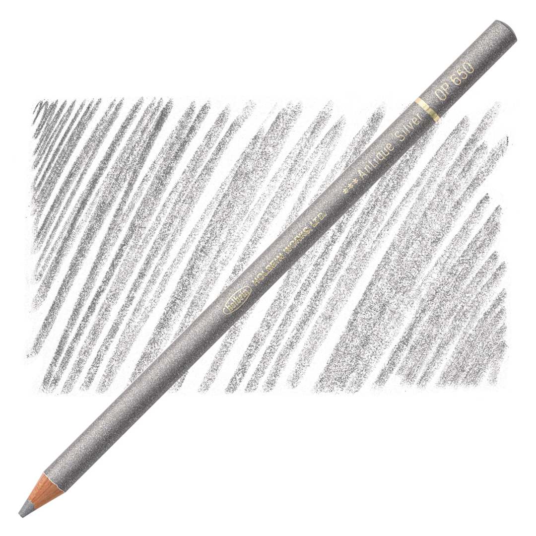 Open in modal - Holbein Artists' Colored Pencil - Antique Silver, OP650 pencil and swatch