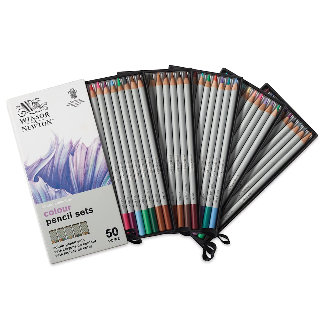 Open in modal - Winsor & Newton Studio Collection Colored Pencils - Set of 50, pencil fanned out