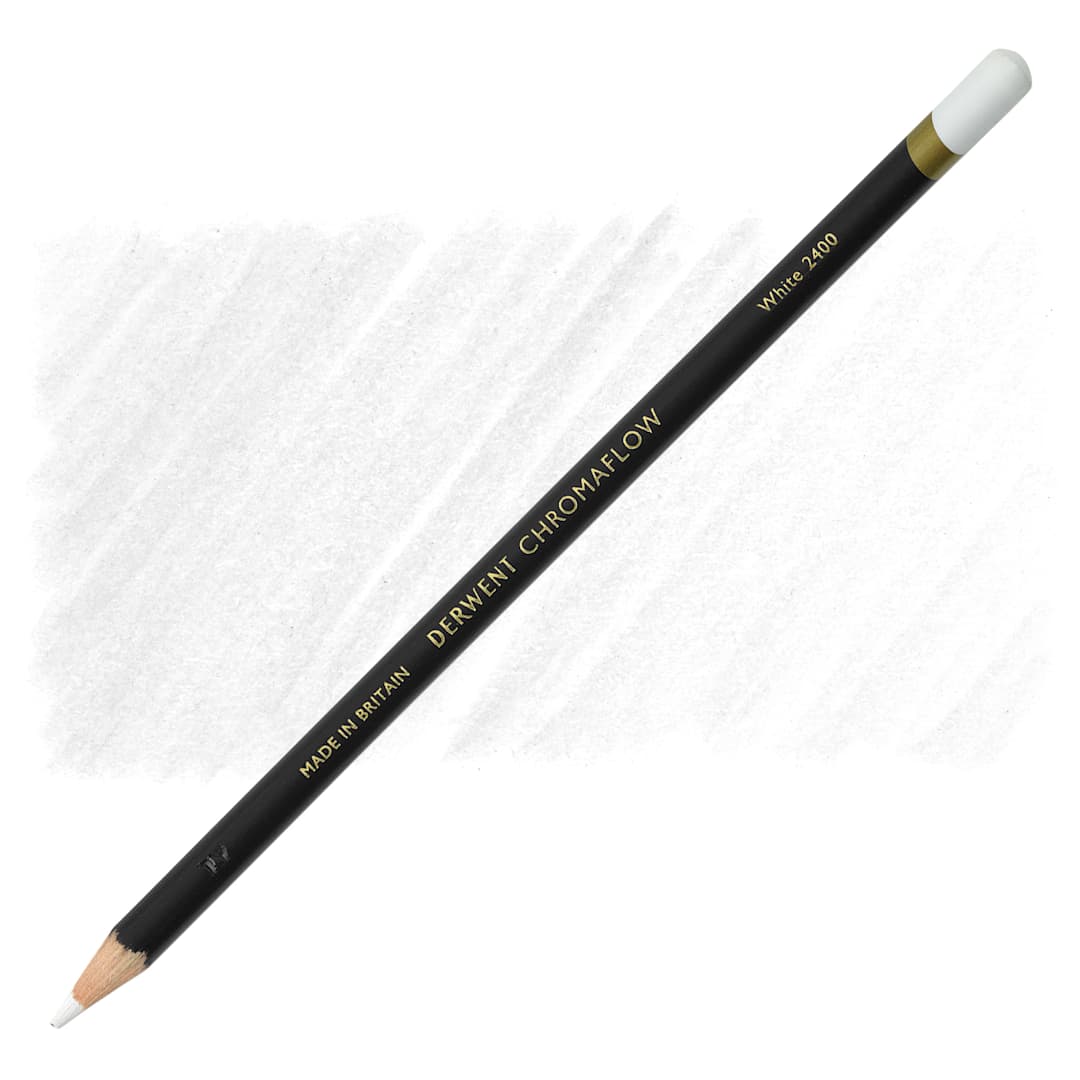 Open in modal - Derwent Chromaflow Colored Pencil - White, swatch and block