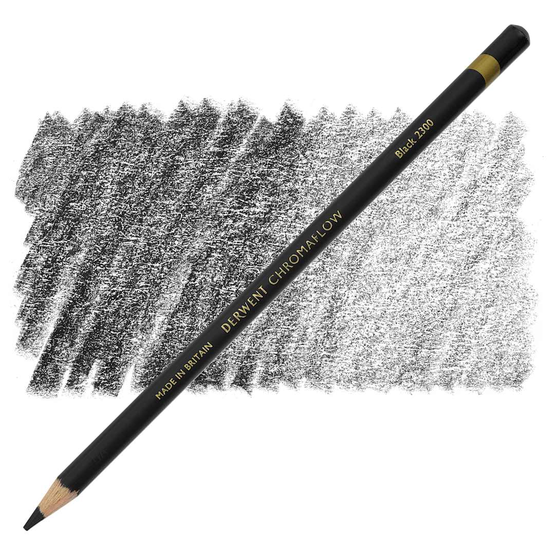Open in modal - Derwent Chromaflow Colored Pencil - Black, swatch and pencil
