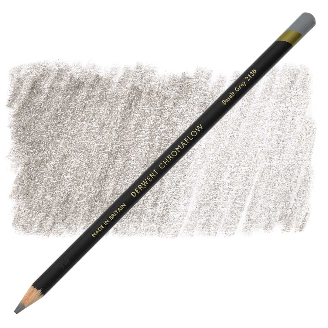 Open in modal - Derwent Chromaflow Colored Pencil - Basalt Grey, swatch and pencil