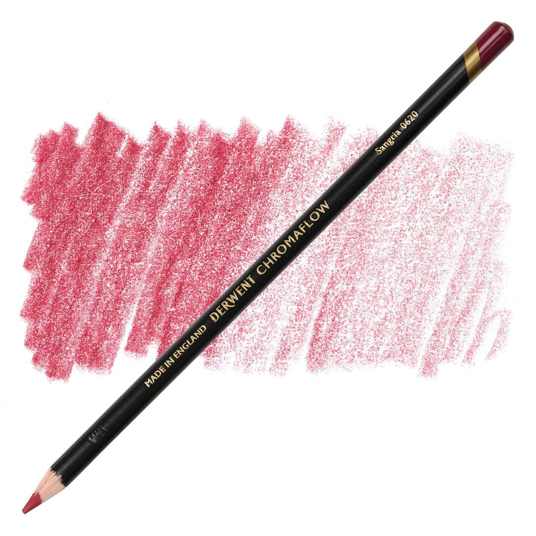Open in modal - Derwent Chromaflow Colored Pencil - Sangria, swatch and pencil