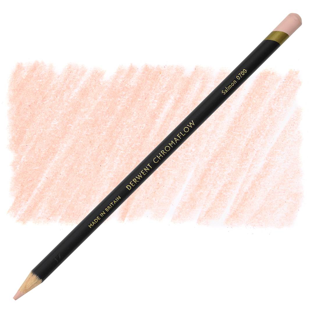 Open in modal - Derwent Chromaflow Colored Pencil - Salmon, swatch and block