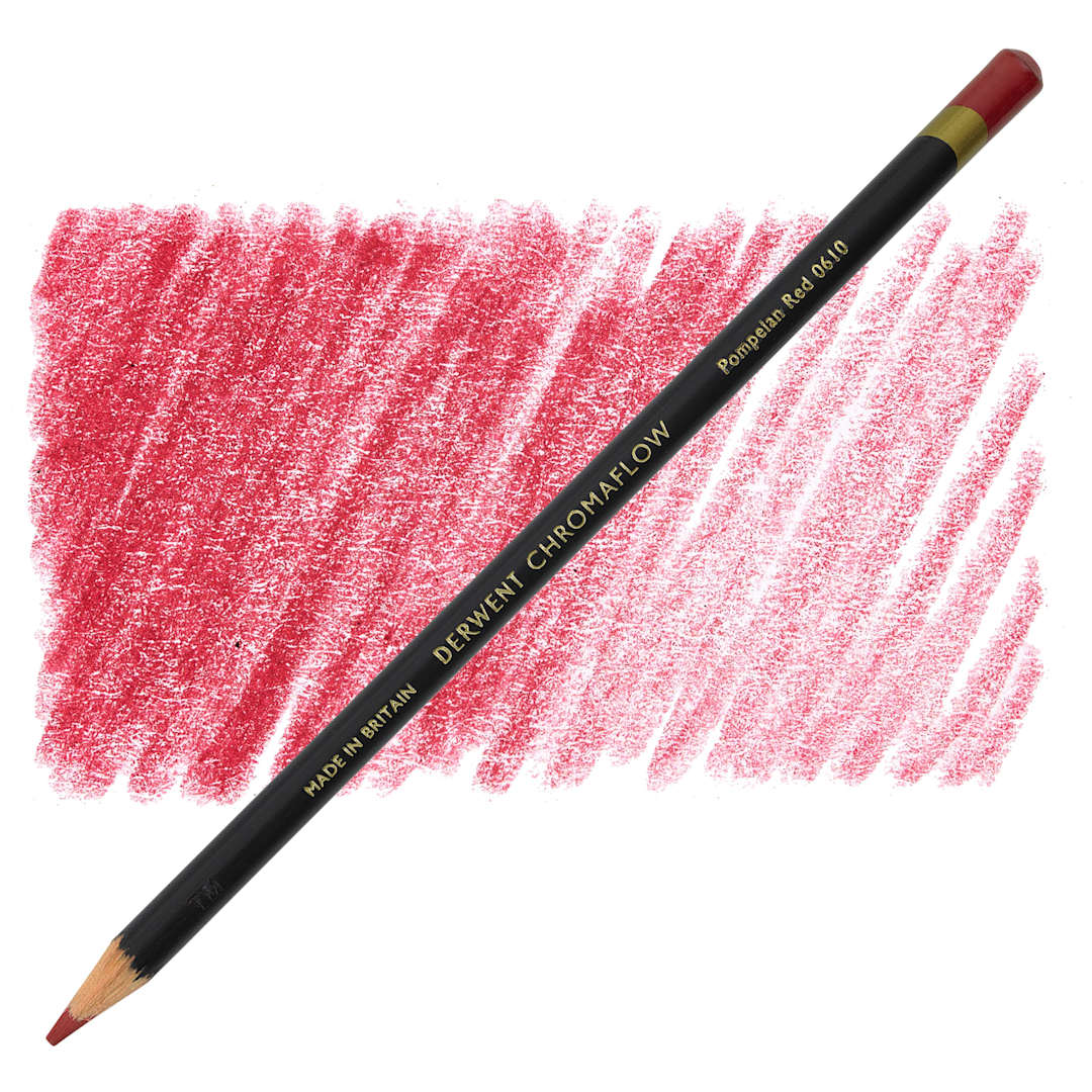 Open in modal - Derwent Chromaflow Colored Pencil - Pompeian Red, swatch and block