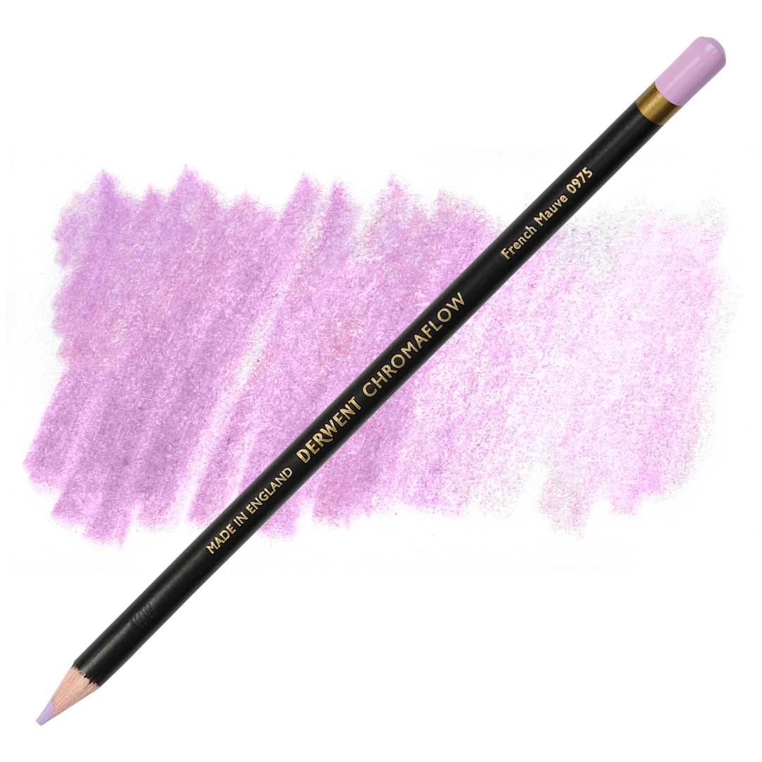 Open in modal - Derwent Chromaflow Colored Pencil - French Mauve, swatch and pencil