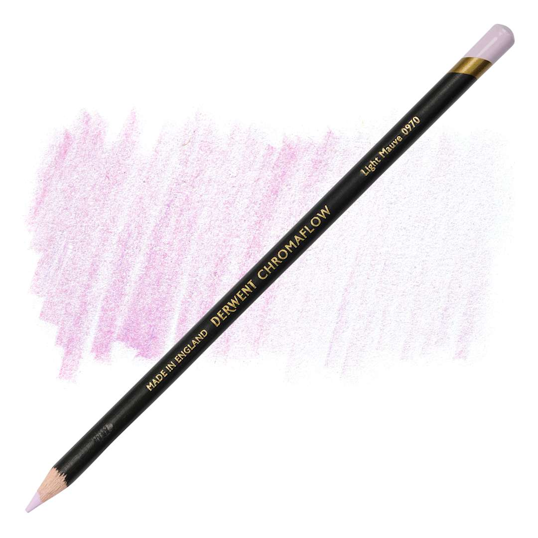 Open in modal - Derwent Chromaflow Colored Pencil - Light Mauve, swatch and pencil