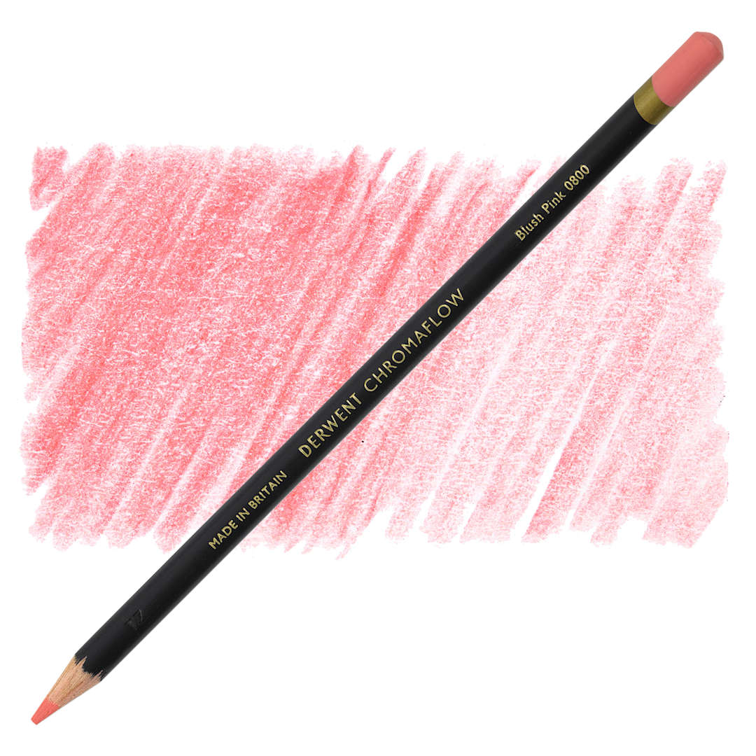 Open in modal - Derwent Chromaflow Colored Pencil - Blush Pink, swatch and pencil