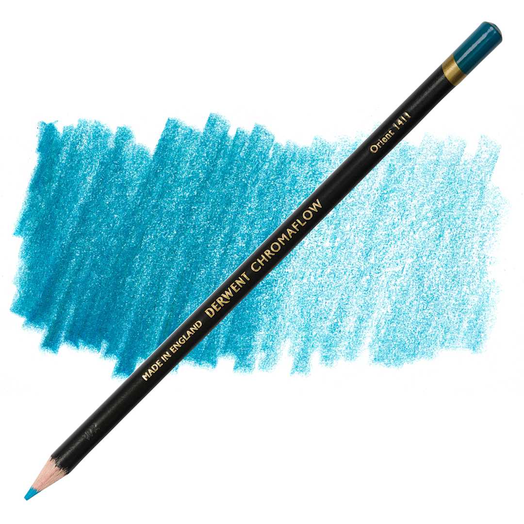 Open in modal - Derwent Chromaflow Colored Pencil - Orient, swatch and pencil