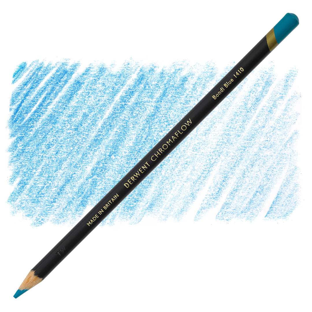 Open in modal - Derwent Chromaflow Colored Pencil - Bondi Blue, swatch and pencil