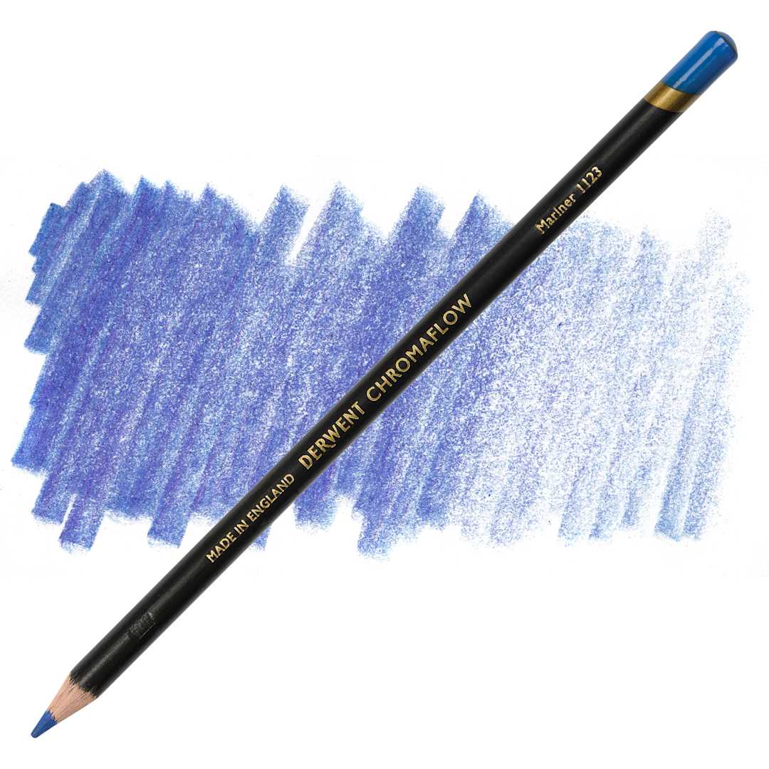 Open in modal - Derwent Chromaflow Colored Pencil - Mariner, swatch and pencil