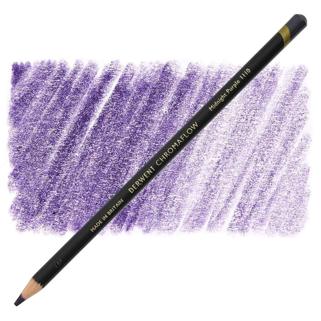 Open in modal - Derwent Chromaflow Colored Pencil - Midnight Purple, swatch and block