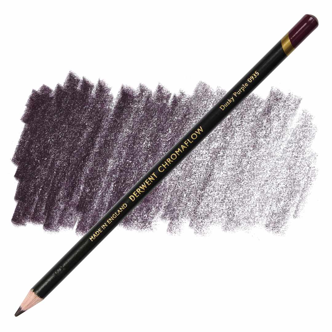 Open in modal - Derwent Chromaflow Colored Pencil - Dusky Purple, swatch and pencil