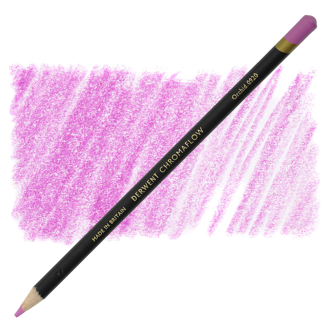 Open in modal - Derwent Chromaflow Colored Pencil - Orchid, swatch and block