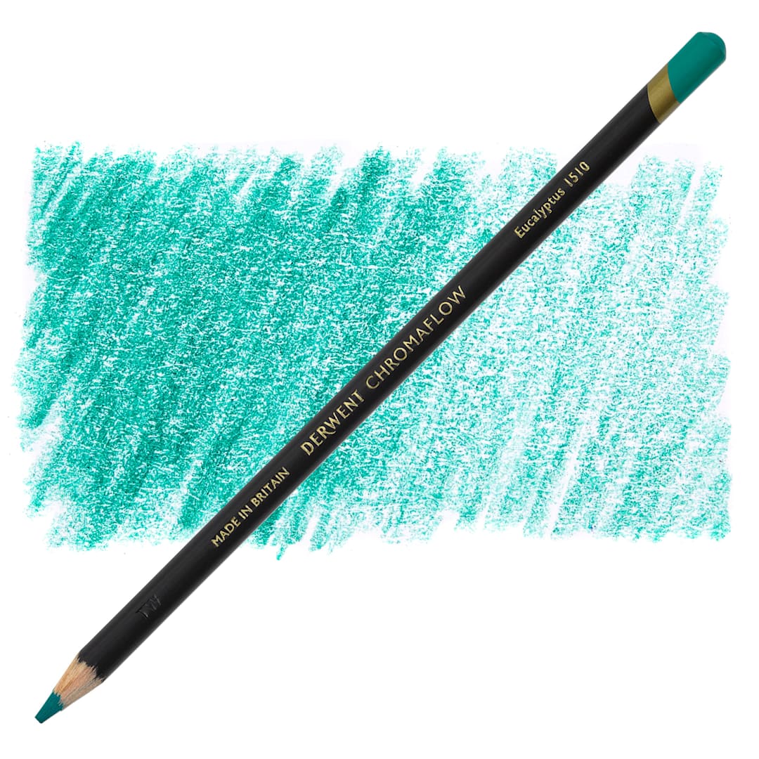 Open in modal - Derwent Chromaflow Colored Pencil - Eucalyptus, swatch and pencil