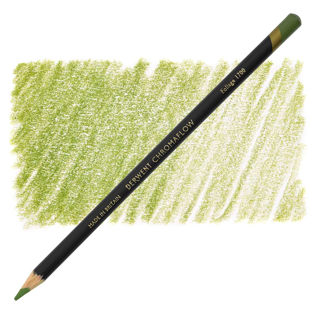 Open in modal - Derwent Chromaflow Colored Pencil - Foliage, swatch and pencil