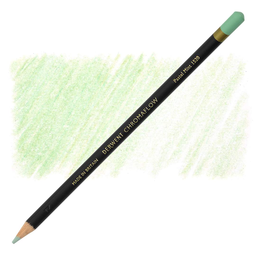 Open in modal - Derwent Chromaflow Colored Pencil - Pastel Mint, swatch and block