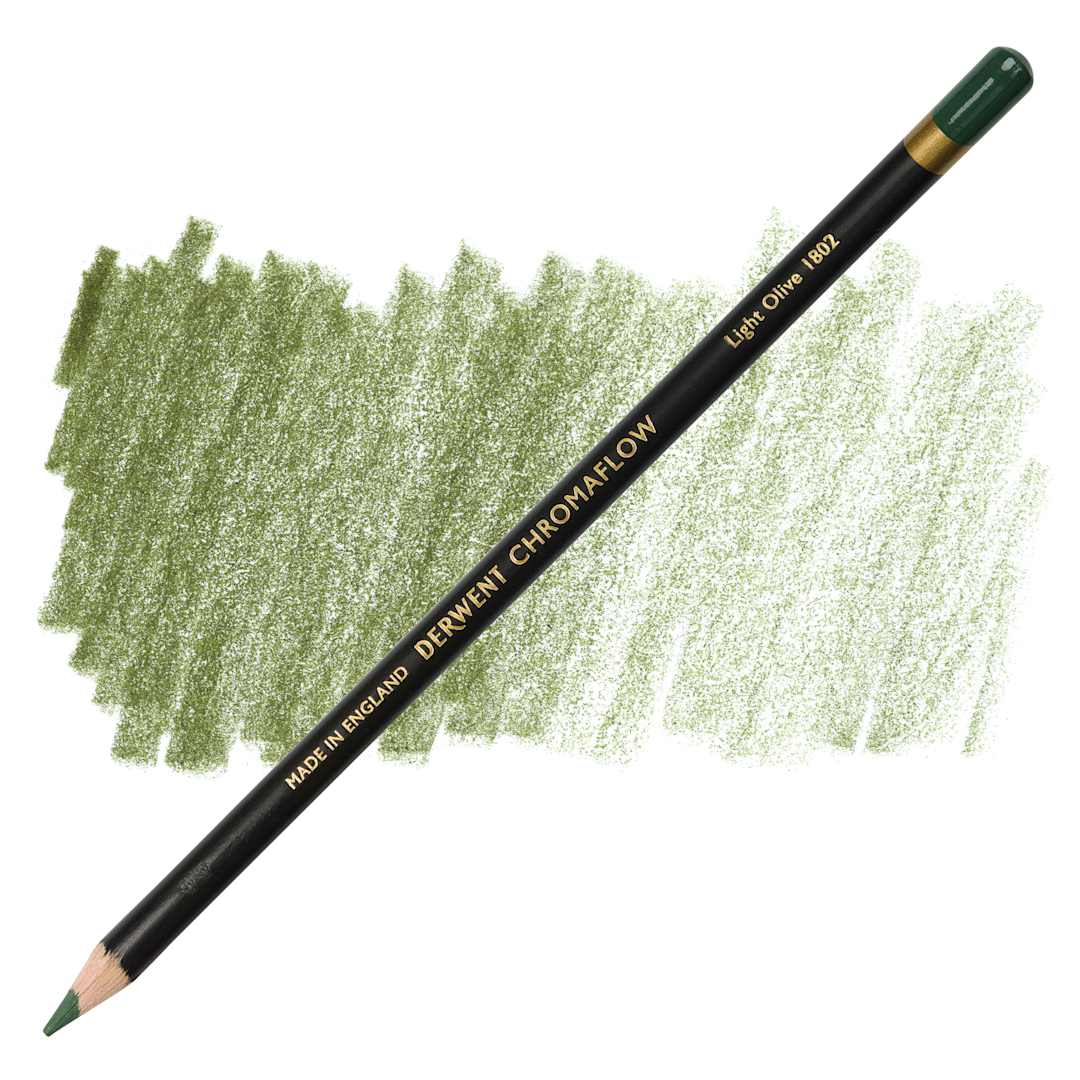 Open in modal - Derwent Chromaflow Colored Pencil - Light Olive, swatch and pencil