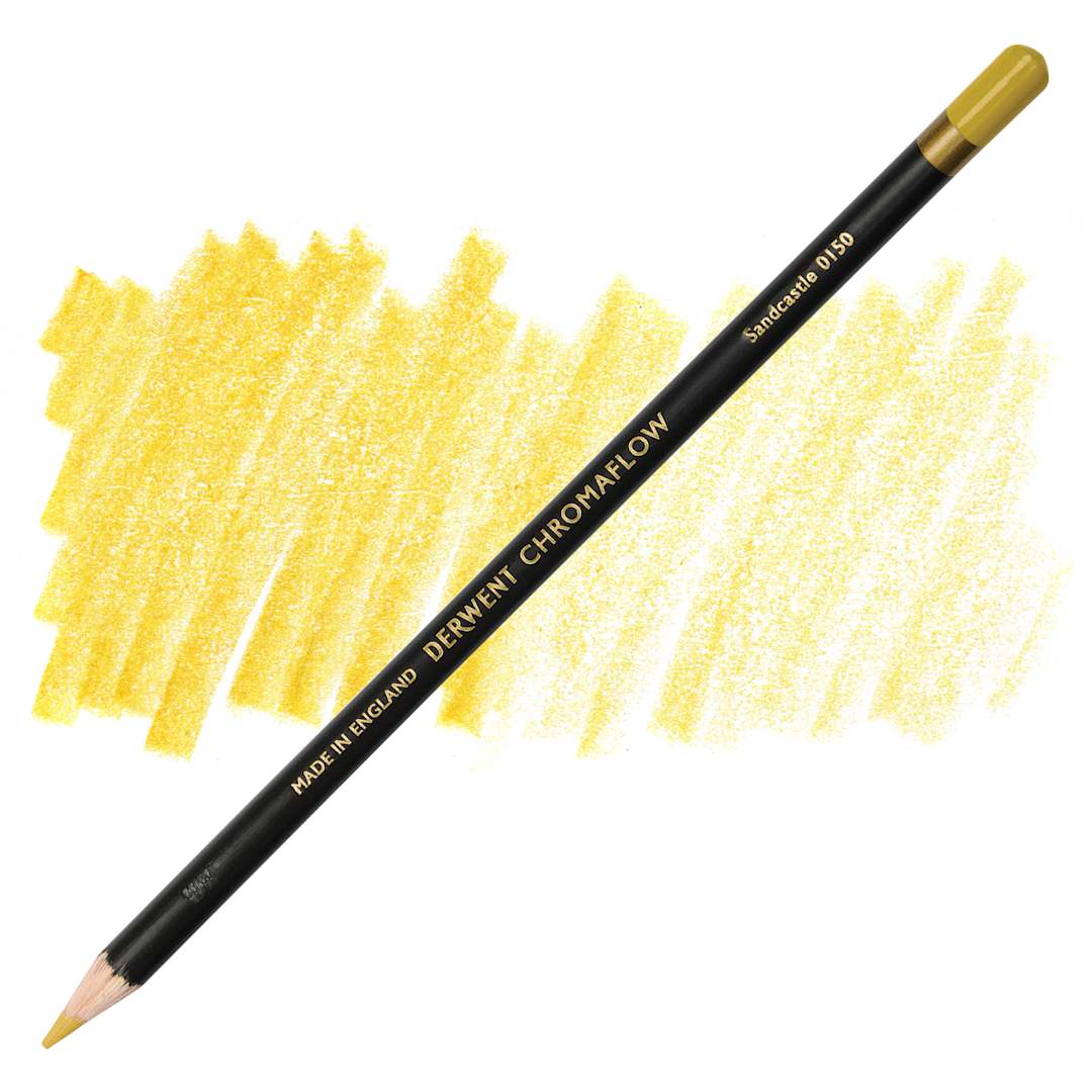 Open in modal - Derwent Chromaflow Colored Pencil - Sandcastle, swatch and pencil