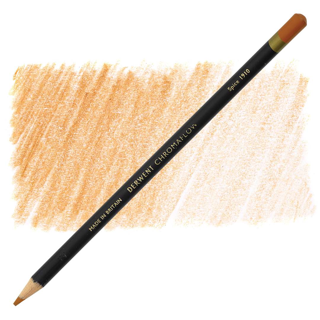 Open in modal - Derwent Chromaflow Colored Pencil - Spice, swatch and block