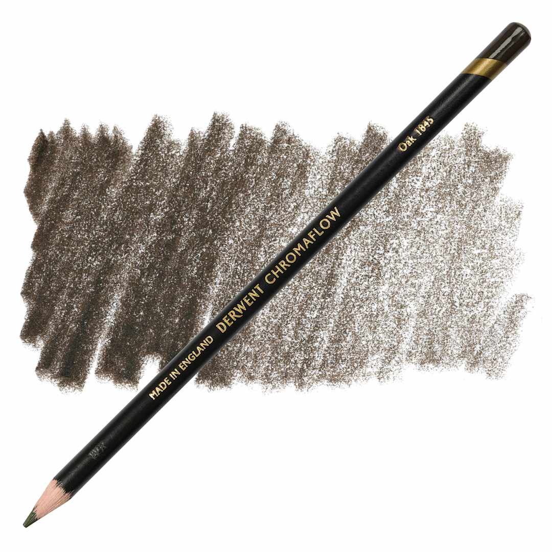 Open in modal - Derwent Chromaflow Colored Pencil - Oak, swatch and pencil