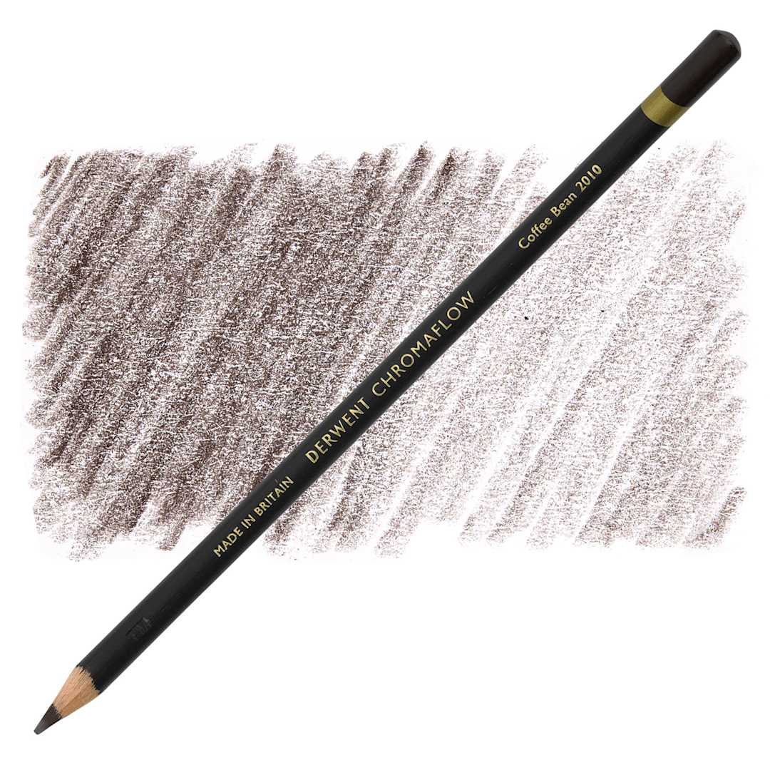 Open in modal - Derwent Chromaflow Colored Pencil - Coffee Bean, swatch and pencil