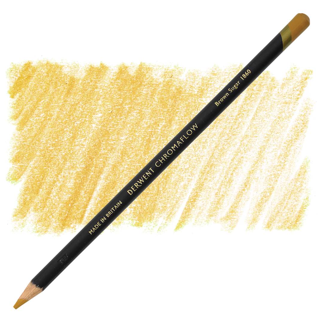 Open in modal - Derwent Chromaflow Colored Pencil - Brown Sugar, swatch and pencil