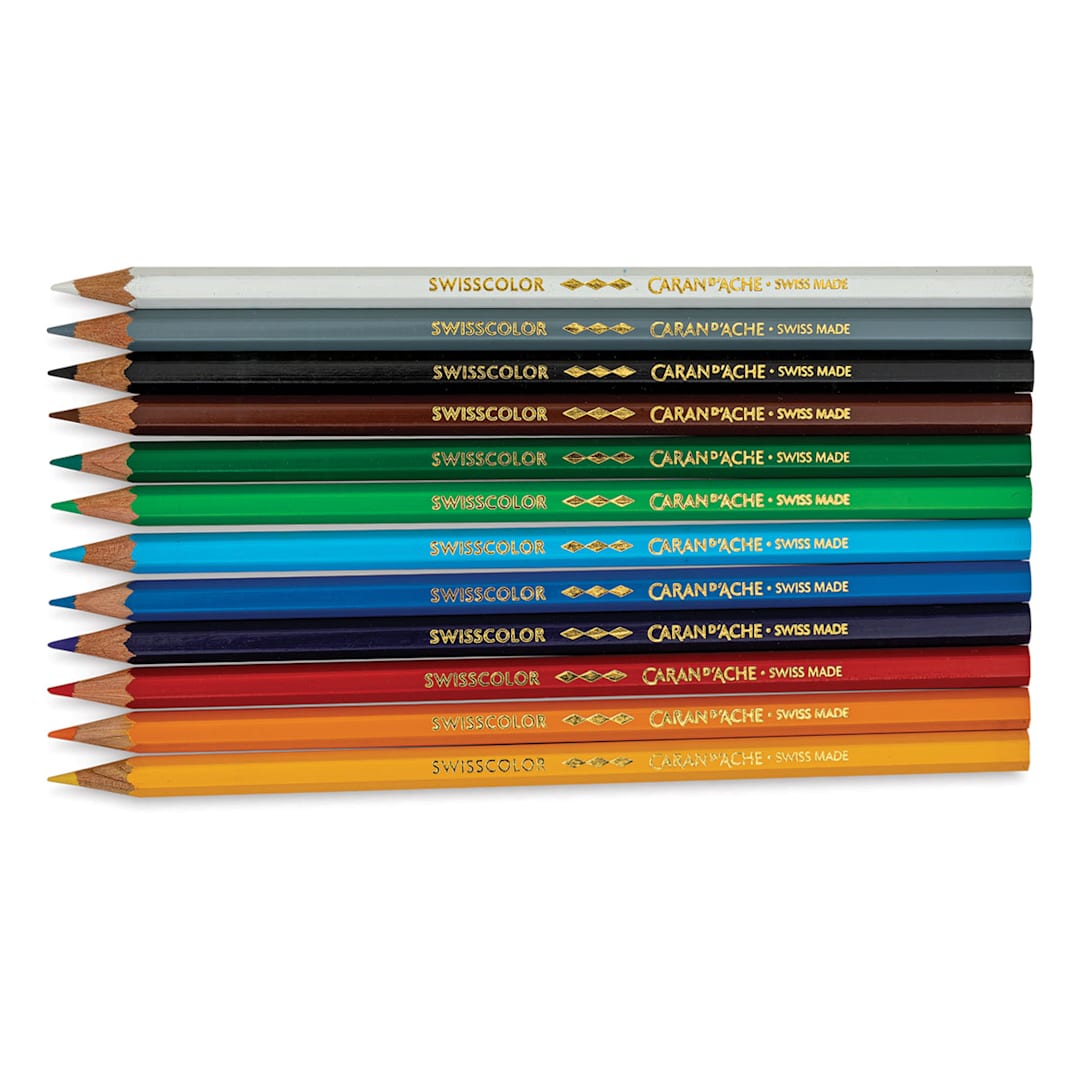 Open in modal - Caran d'Ache Swisscolor Colored Pencils - Set of 12 (set contents)