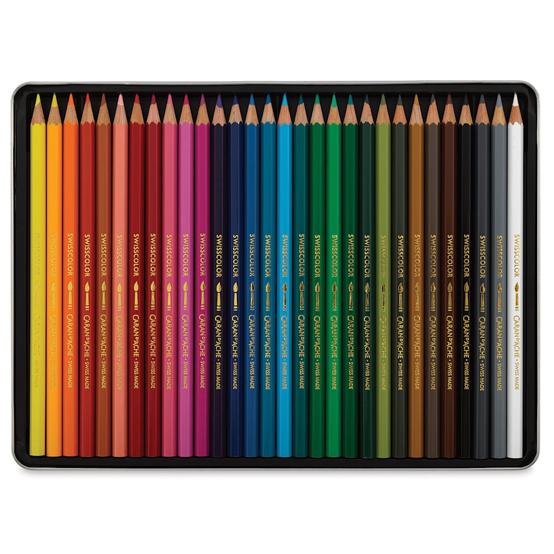 Open in modal - Caran d'Ache Swisscolor Water-Soluble Colored Pencils - Set of 30 (set contents)