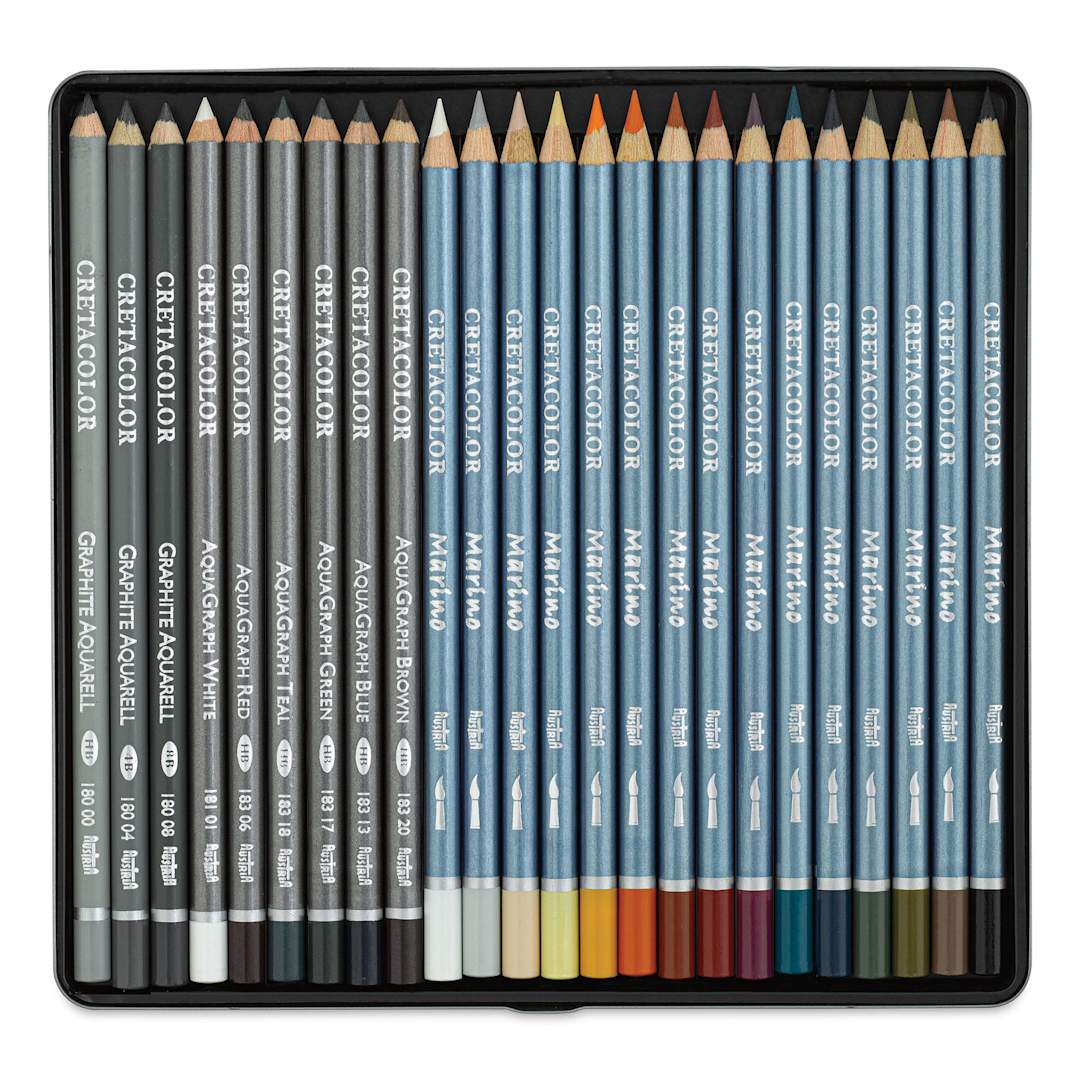 Open in modal - Cretacolor The Aquarino Box Watercolor Drawing Set - Set of 24 (set contents)