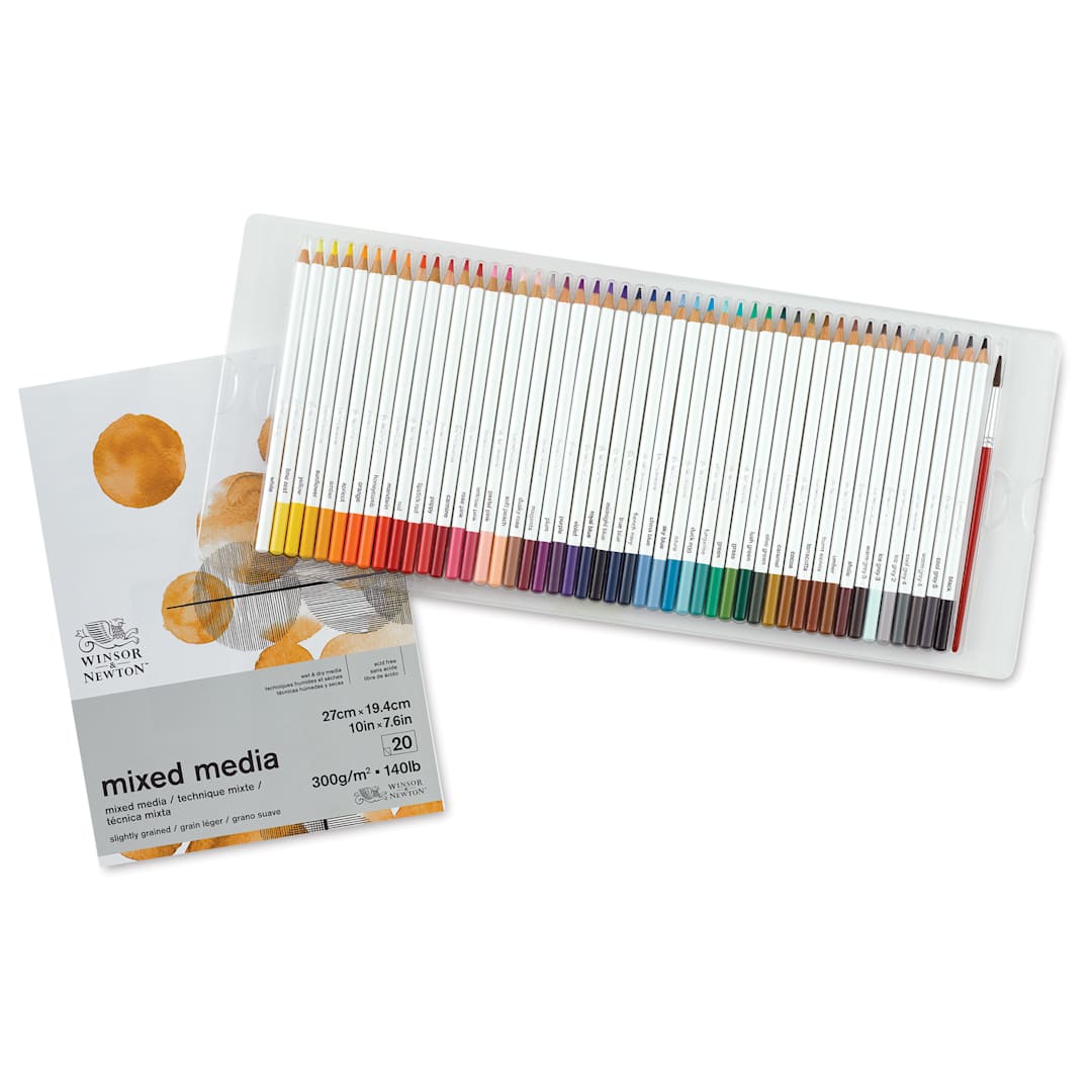 Open in modal - Winsor & Newton Studio Collection Watercolor Pencils - Set of 50 (pencils and paper pad)