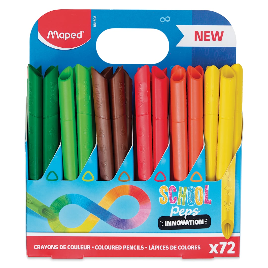 Open in modal - Maped Color'Peps Infinity Colored Pencils - Classroom Pack, Set of 72, one side of the packaging