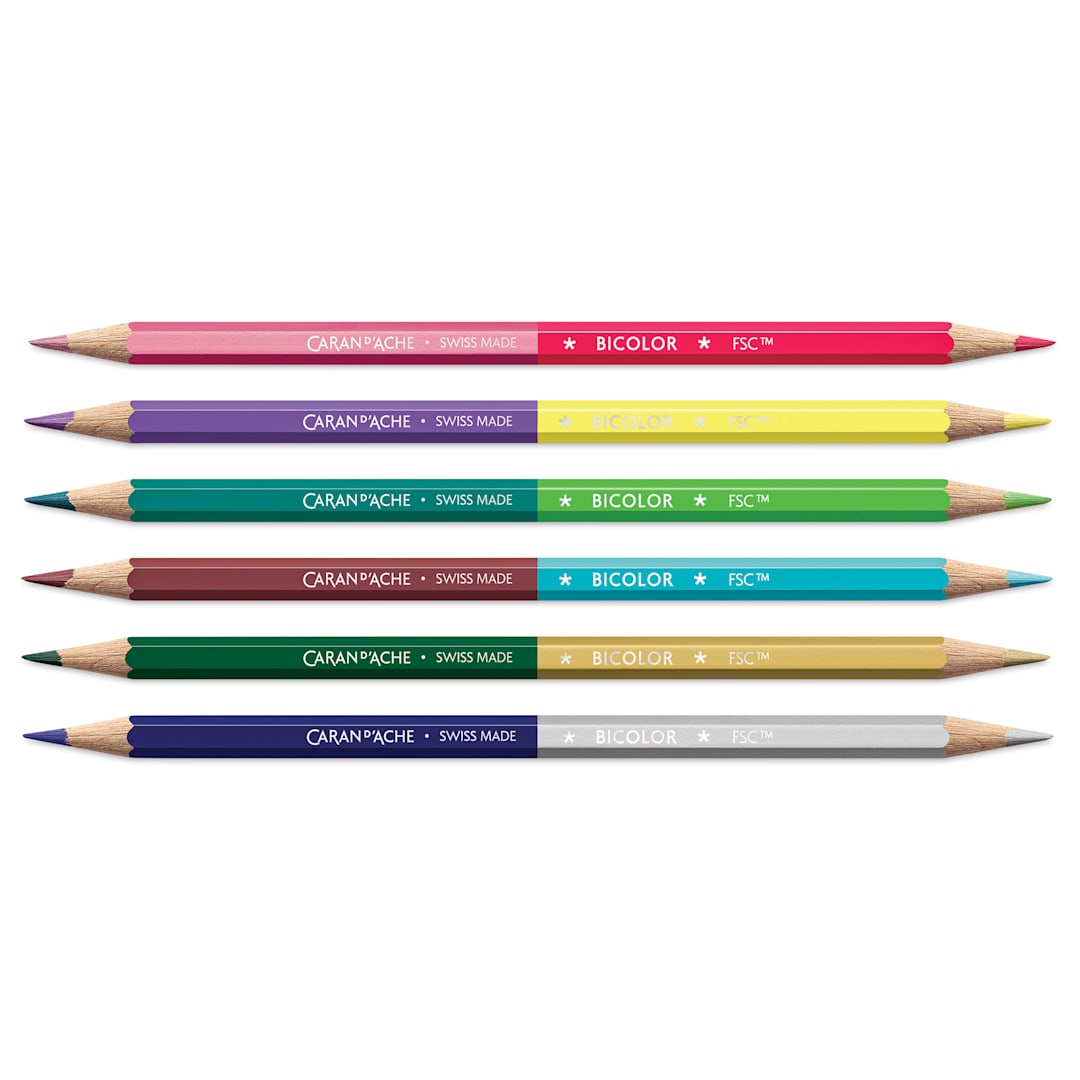 Open in modal - Caran d'Ache Claim Your Style BiColor Pencils - Assorted, Set of 6, 12 Colors