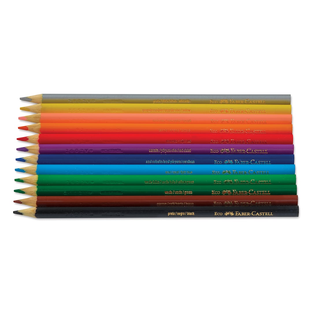 Open in modal - Faber-Castell Triangular Colored EcoPencils - Set of 12, pencils laid out