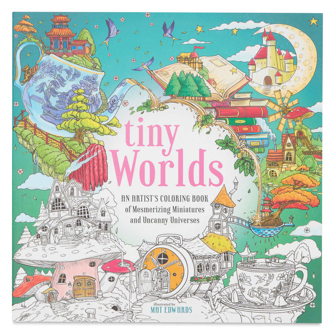 Open in modal - Tiny Worlds Coloring Book - 8-3/4" x 8-3/4", 128 Pages, front cover