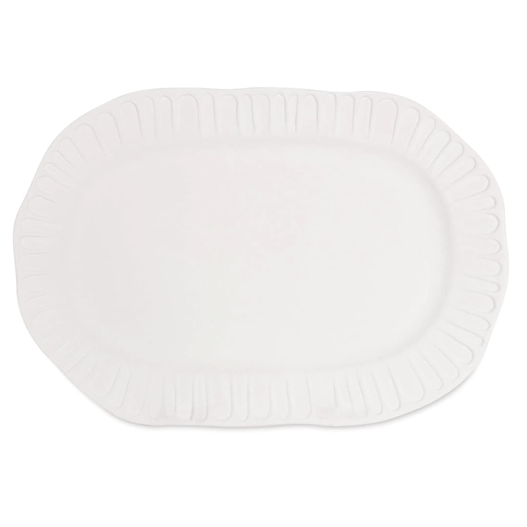 Open in modal - Mayco Stoneware Bisque Platter - Fluted Oval Platter