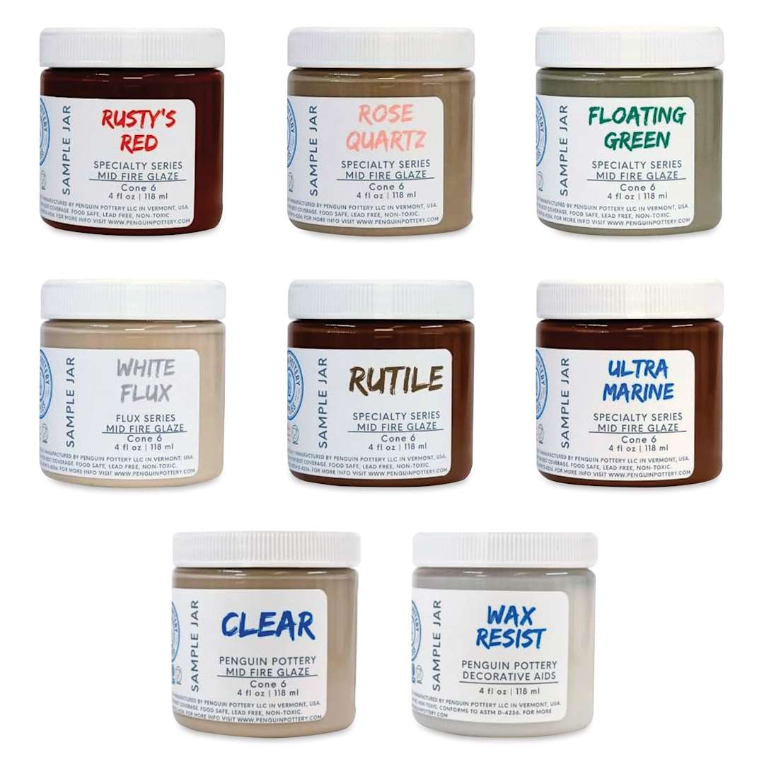 Open in modal - Penguin Pottery Specialty Series Mid-Fire Glazes - Set 1, Pkg of 8, 4 oz Jars