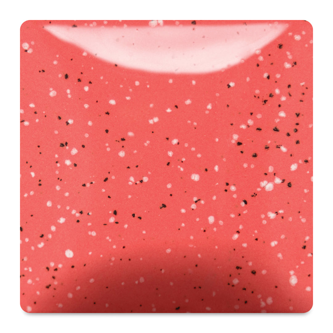Open in modal - Mayco Speckled Stroke & Coat Glaze - Speckled Cutie Pie Coral, Pint fired to cone 06 oxidation