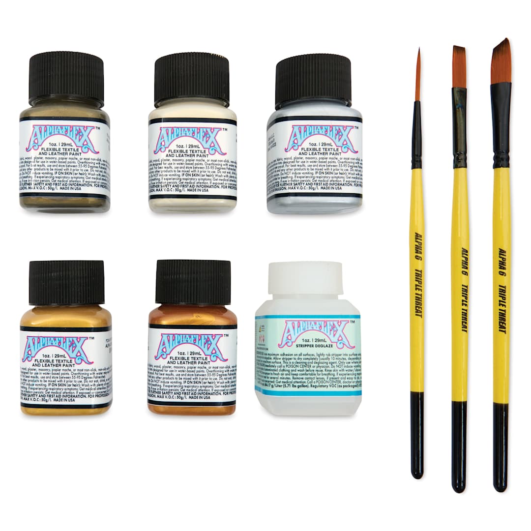 Open in modal - Alpha6 AlphaFlex Textile and Leather Sneaker Paint Pack - Metallic, Set of 6